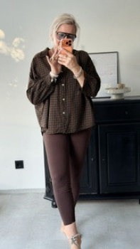 Preview: Karo - Bluse Midi Braun